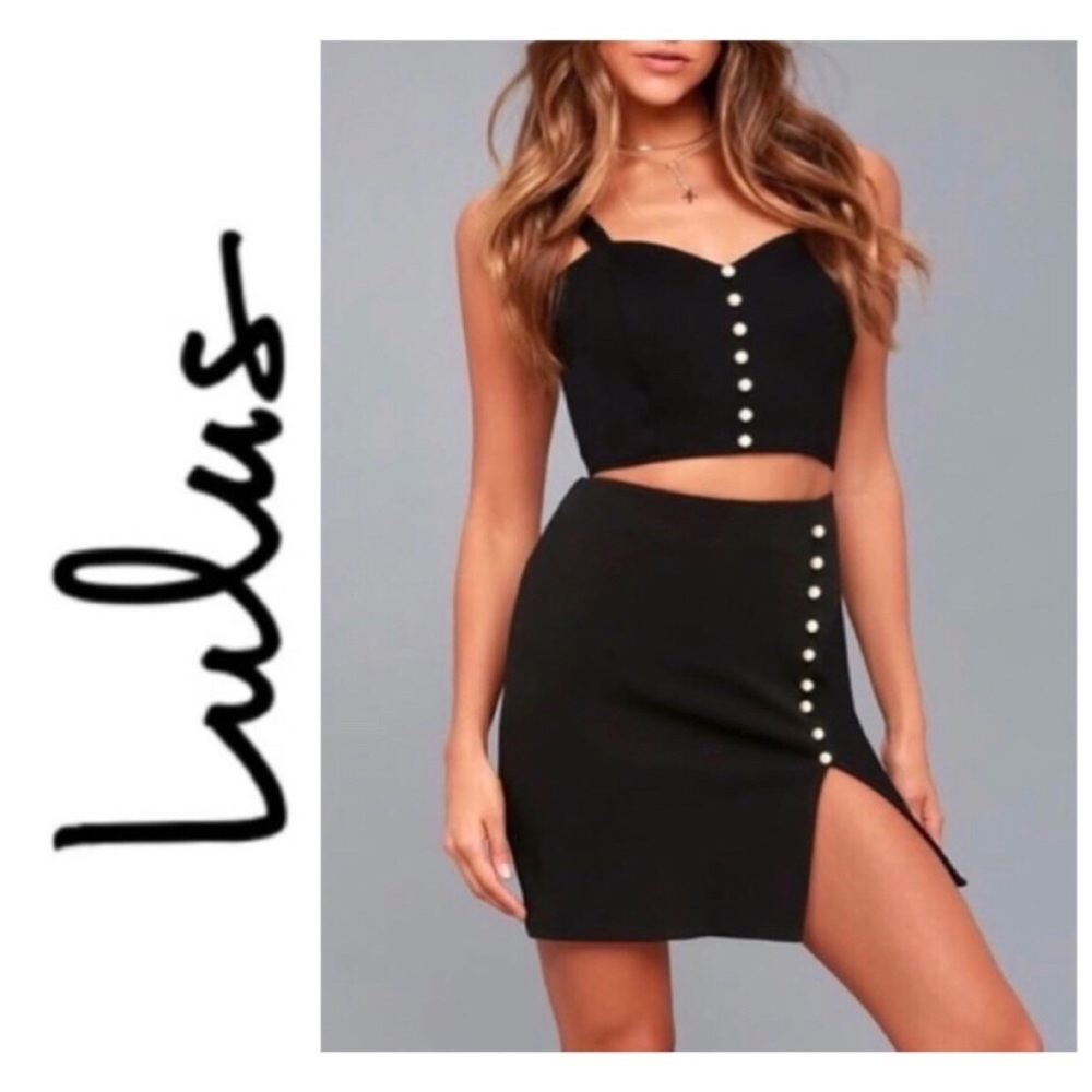 Lulu’s Wesley Set Black and Pearl Two Piece Mini
